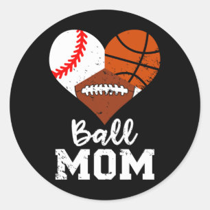 Sticker Rond Ball Maman Drôle Baseball Football Football Basket