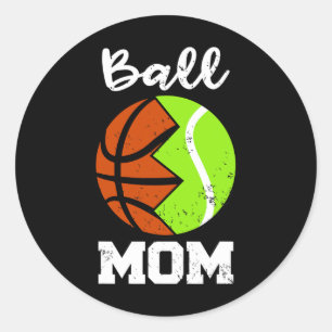 Sticker Rond Ball Maman Fun Basket Joueur Tennis Maman