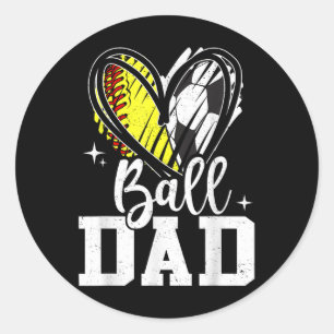 Sticker Rond Ball Papa Softball Soccer Ball Papa Des Deux