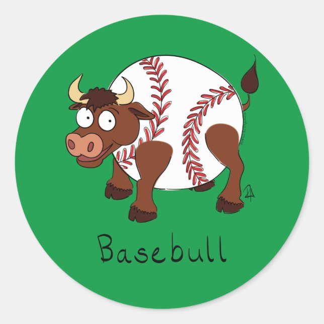 Sticker Rond Balle de baseball Cute Kids Cartogone (Devant)