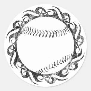 Sticker Rond balle de baseball. tribale.