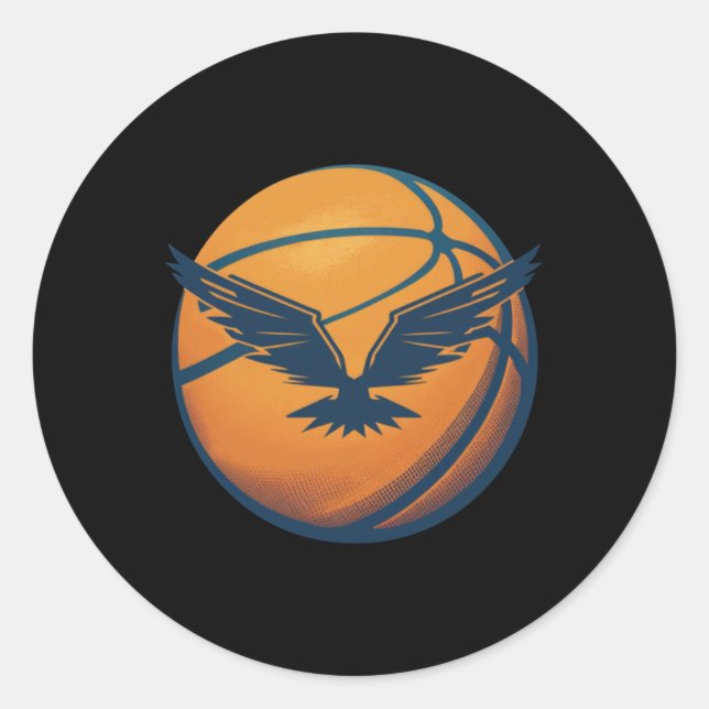 Sticker Rond Balle De Basket Avec Aigle (Devant)