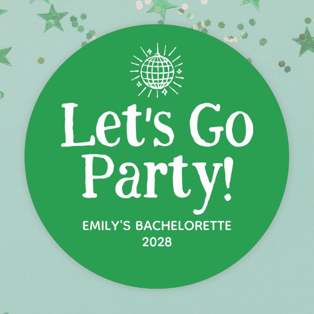 Sticker Rond Balle de disco à doodle vert pour enterrement de v (Créateur téléchargé)