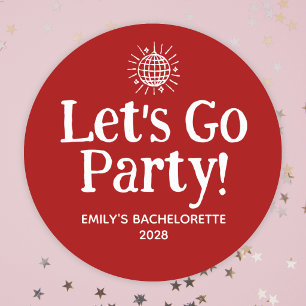Sticker Rond Balle de disco Red Doodle pour l'enterrement de vi