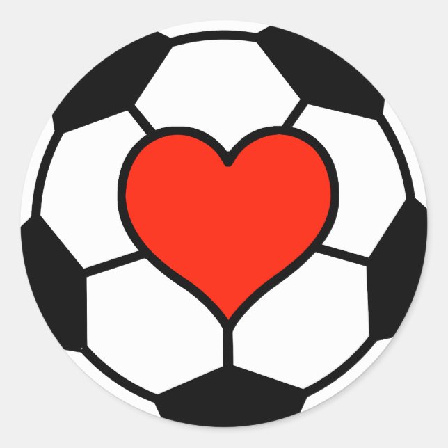Sticker Rond Balle de football avec coeur (Devant)