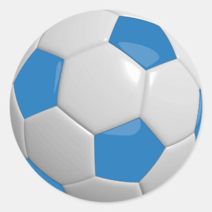 Sticker Rond Balle de football bleue et blanche