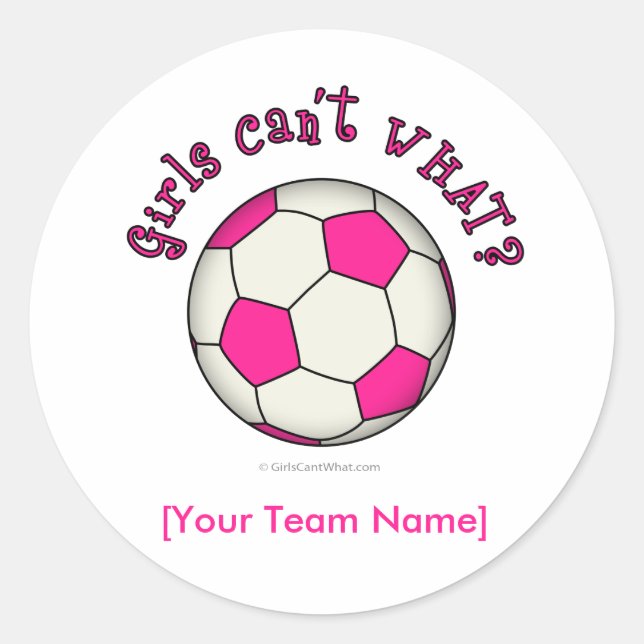 Sticker Rond Balle de football en rose (Devant)