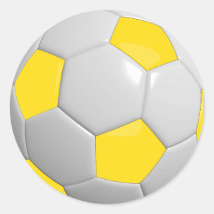 Sticker Rond Balle de football jaune et blanc