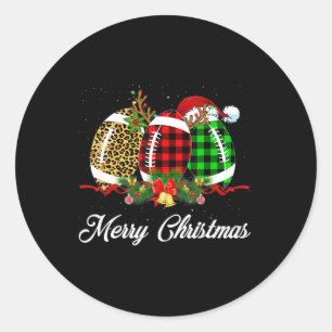 Sticker Rond Balle de football Noël Leopard Rouge Plaid Père No