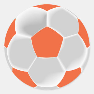 Sticker Rond Balle de football orange et blanc