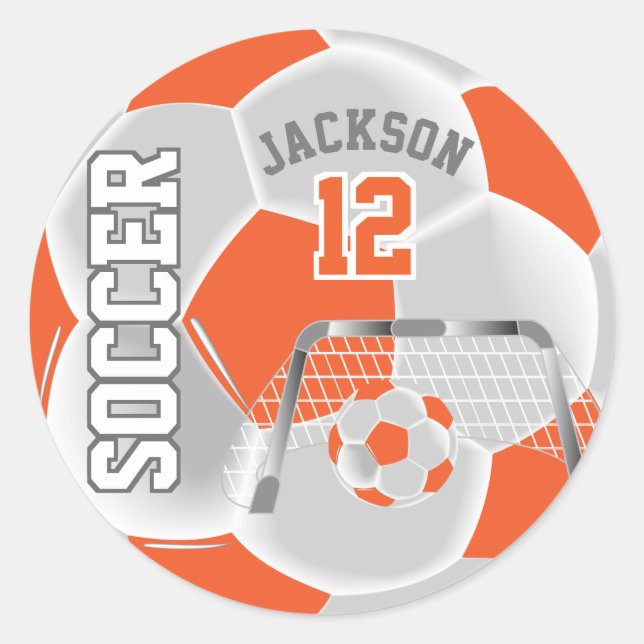 Sticker Rond Balle de football orange et blanc (Devant)