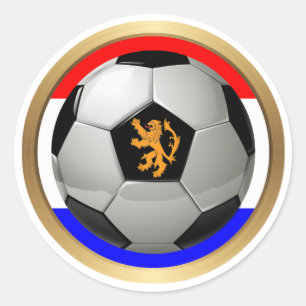 Sticker Rond Balle de football Pays-Bas avec Lion hollandais