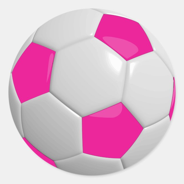 Sticker Rond Balle de football rose et blanc chaud (Devant)