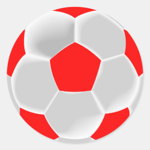 Sticker Rond Balle de football rouge et blanc