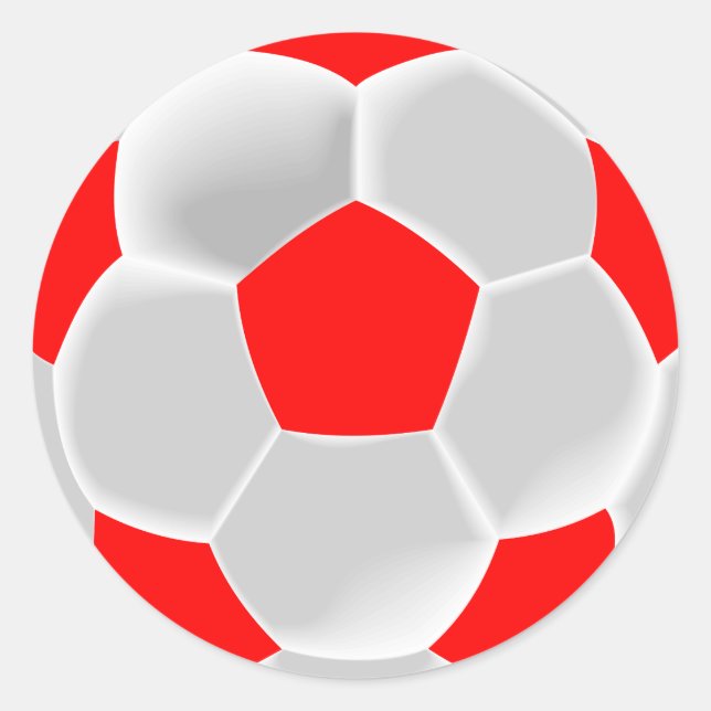 Sticker Rond Balle de football rouge et blanc (Devant)