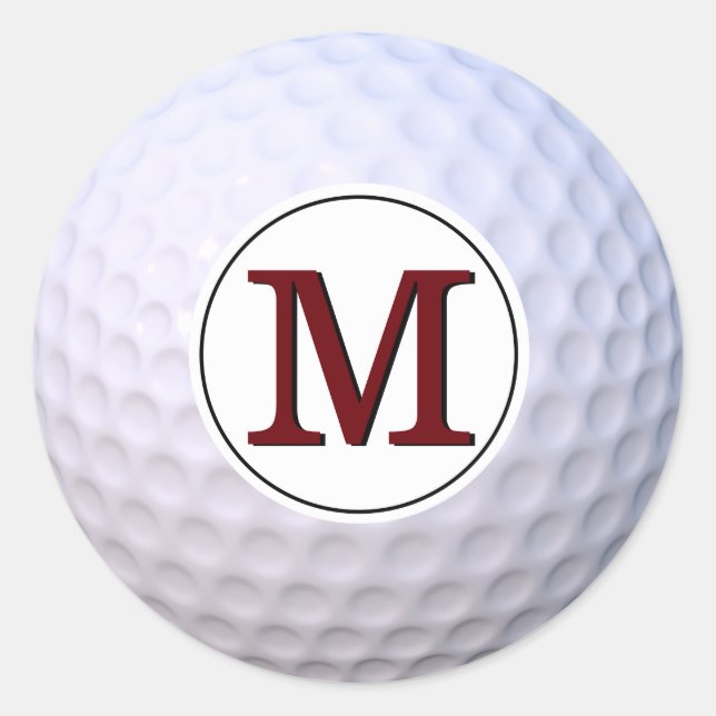 Sticker Rond Balle de golf monogramme personnalisable (Devant)