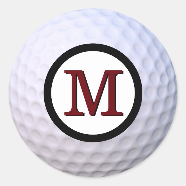 Sticker Rond Balle de Golf Monogramme Personnalisé Gras (Devant)