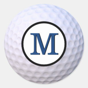 Sticker Rond Balle de golf personnalisable Monogramme bleu
