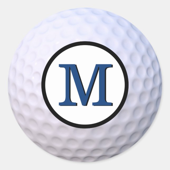 Sticker Rond Balle de golf personnalisable Monogramme bleu (Devant)