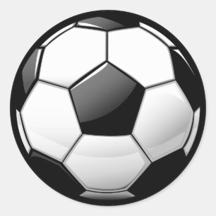 Sticker Rond Balle de soccer classique brillante