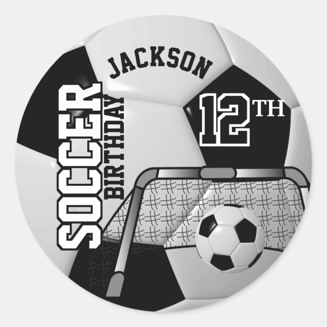 Sticker Rond Balle de soccer noir et blanc (Devant)