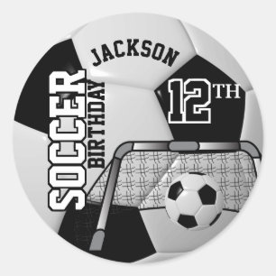 Sticker Rond Balle de soccer noir et blanc