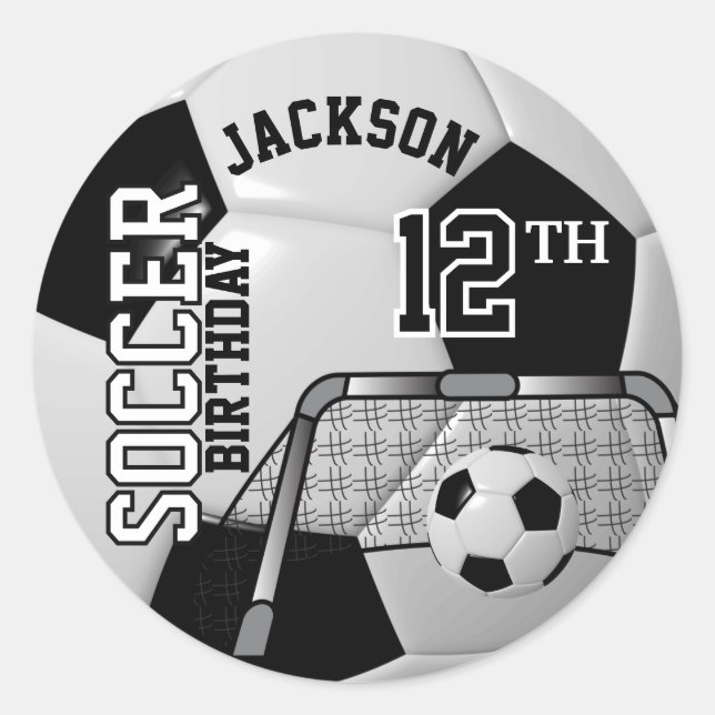 Sticker Rond Balle de soccer noir et blanc (Devant)