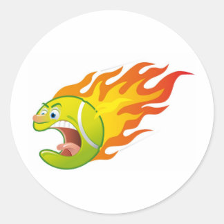 Sticker Rond Balle de tennis flamboyante