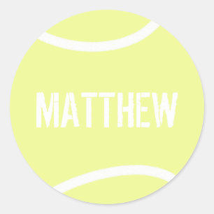 Sticker Rond Balle de tennis jaune vif personnalisée