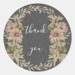Sticker Rond Balle et enveloppe de Merci floral