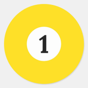 Sticker Rond Balle Jaune Solide Billiard 1