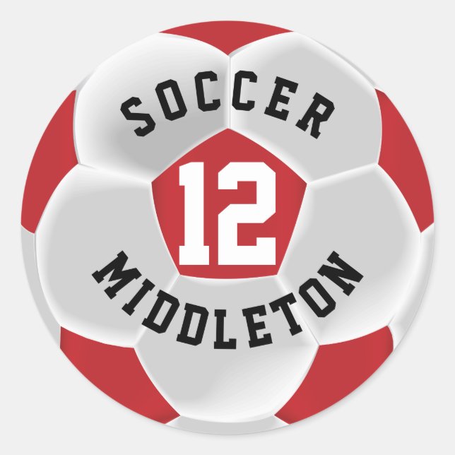 Sticker Rond Balle Sport de football rouge foncé et blanc (Devant)