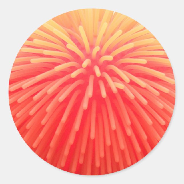 Sticker Rond Balle squishy Abstrait rouge orange brillant (Devant)