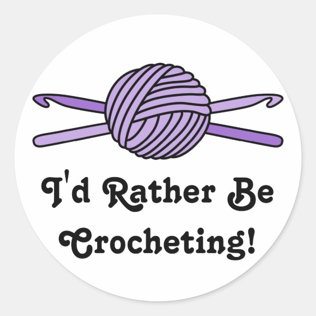 Sticker Rond Balle violette de fils et crochets Crochet (Devant)