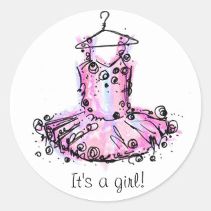 Sticker Rond Ballerina, c'est une fille !