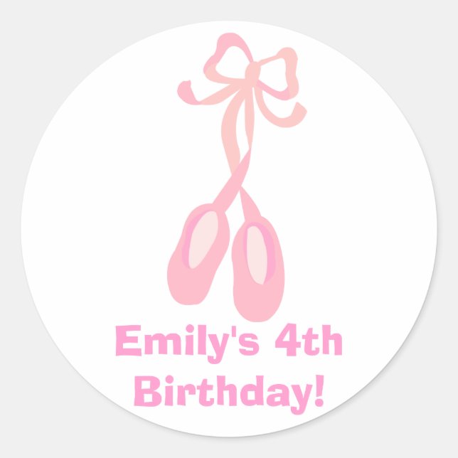 Sticker Rond BALLERINA CHAUSSONS BALLET Anniversaire Autocollan (Devant)