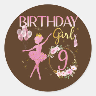 Sticker Rond Ballerina Classic Ballet Dancer Anniversaire