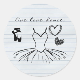 Sticker Rond Ballerina Dance Doodles et papier Carnet