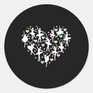 Sticker Rond Ballerina Danseuse Coeur Valentines Professeur Dan