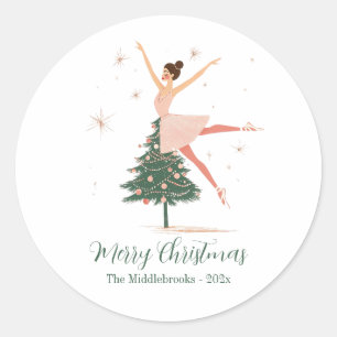 Sticker Rond Ballerina de noix rose