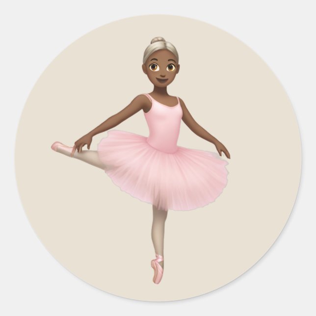 Sticker Rond Ballerina Emoji en Tutu rose (Devant)
