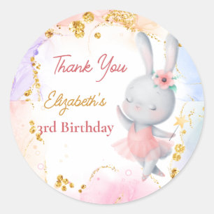 Sticker Rond Ballerina fête mignonne danse lapin merci