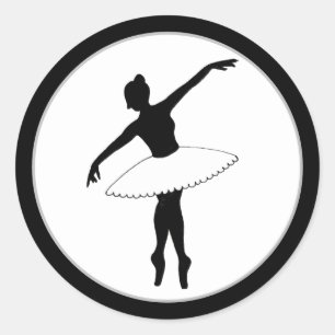 Sticker Rond Ballerina Neon Danseur de ballet Silhouette Noir