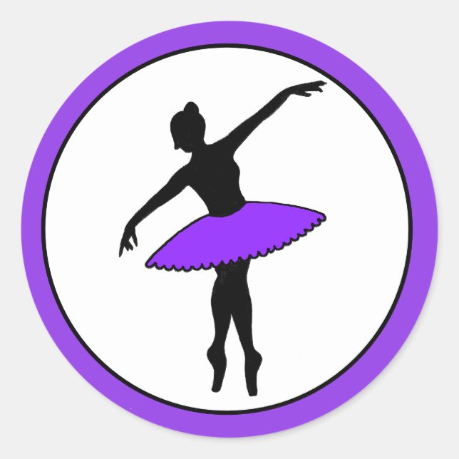 Sticker Rond Ballerina Neon Danseur de ballet Silhouette violet (Devant)
