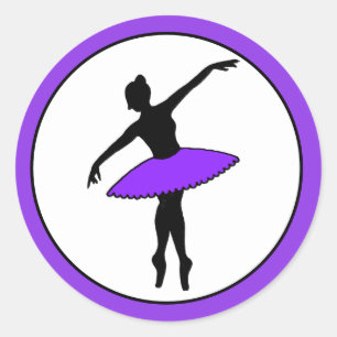 Sticker Rond Ballerina Neon Danseur de ballet Silhouette violet