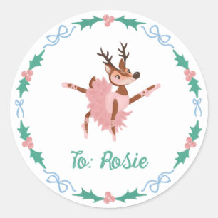 Sticker Rond Ballerina Reindeer et Bows Noël