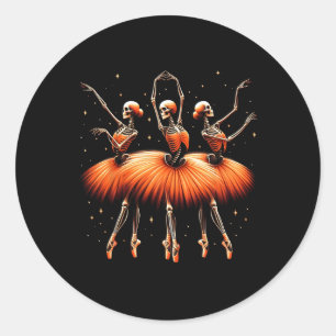 Sticker Rond Ballerina Skeleton Dance Funny Halloween Ballet 1