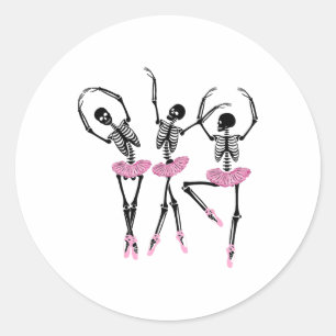 Sticker Rond Ballerina Skeletons Danser Halloween Ballerina Sk