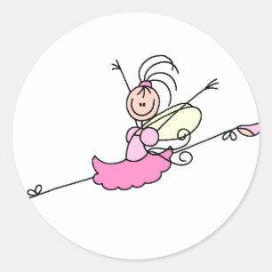 Sticker Rond Ballerina Stick Figure Angel