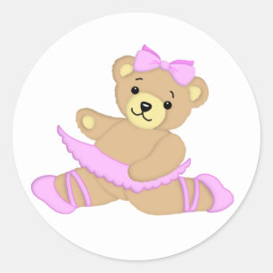 Sticker Rond Ballerina Teddy Bear